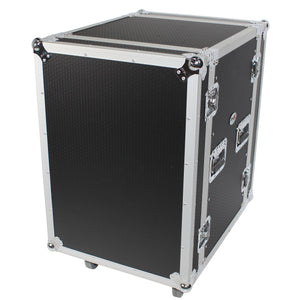 16U Space Amp Rack Mount ATA Flight Case 18 Inch Depth W-Casters | Shipped Disassembled