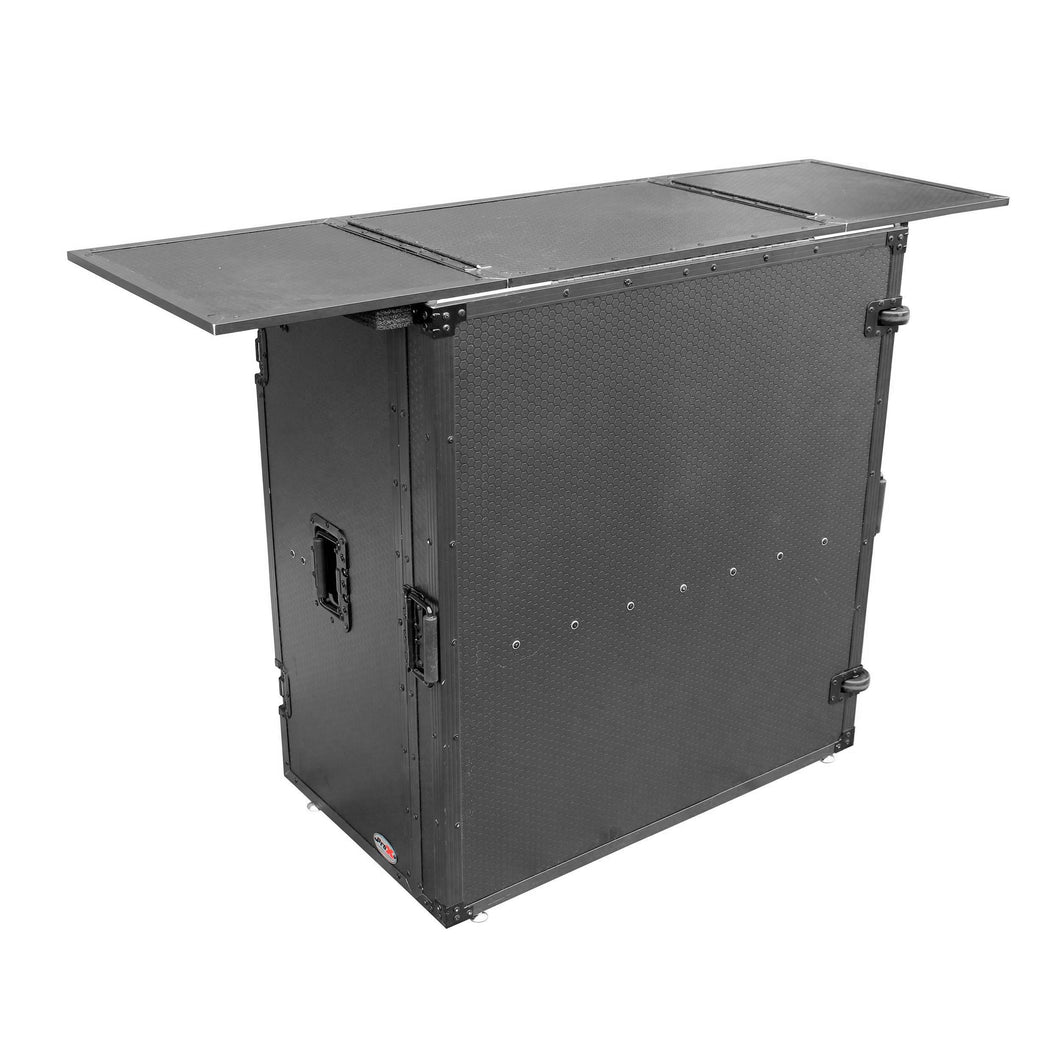 Transformer Series DJ Folding Workstation Table - Fold Away W-Wheels | Black on Black