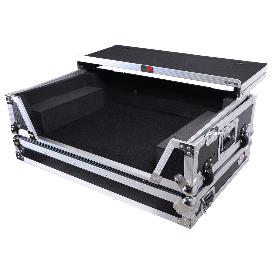 Flight Style Road Case For Pioneer DDJ-FLX10 DJ Controller with Laptop Shelf 2U Rack Space Wheels