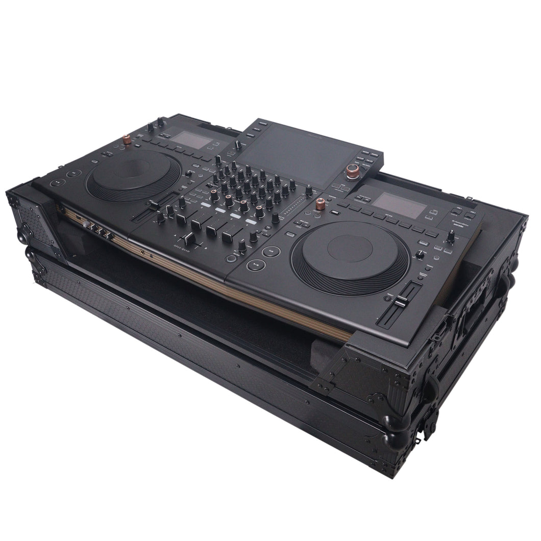 ATA Flight Style Road Case For Pioneer Opus Quad DJ Controller with 1U Rack Space and Wheels - Black Finish