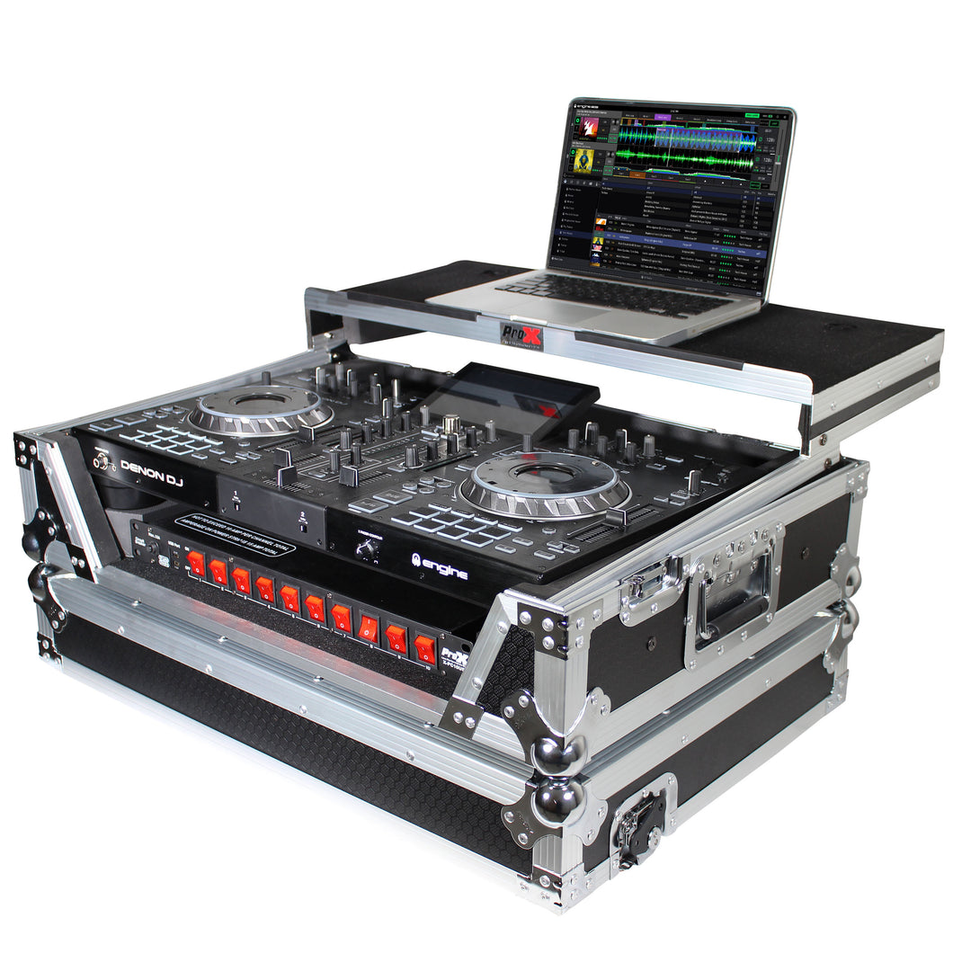 ATA Flight Case For Denon PRIME 2 DJ Controller with Laptop Shelf