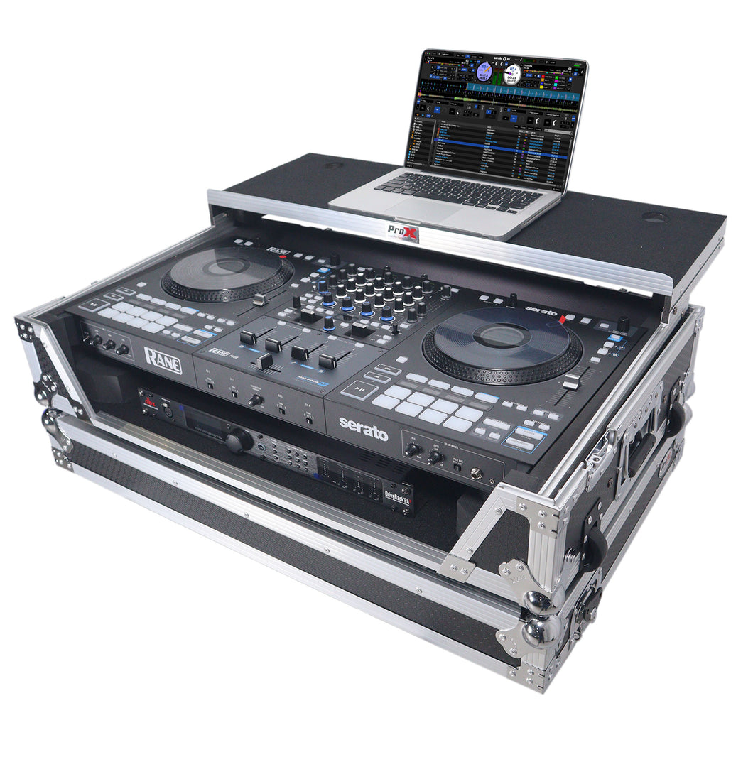 ATA Flight Style Road Case For RANE Four DJ Controller with Laptop Shelf 1U Rack Space and Wheels