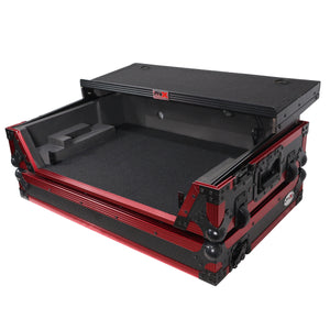 ATA Flight Style Road Case For RANE One DJ Controller with Laptop Shelf 1U Rack Space Wheels & LED Kit Metallic Red