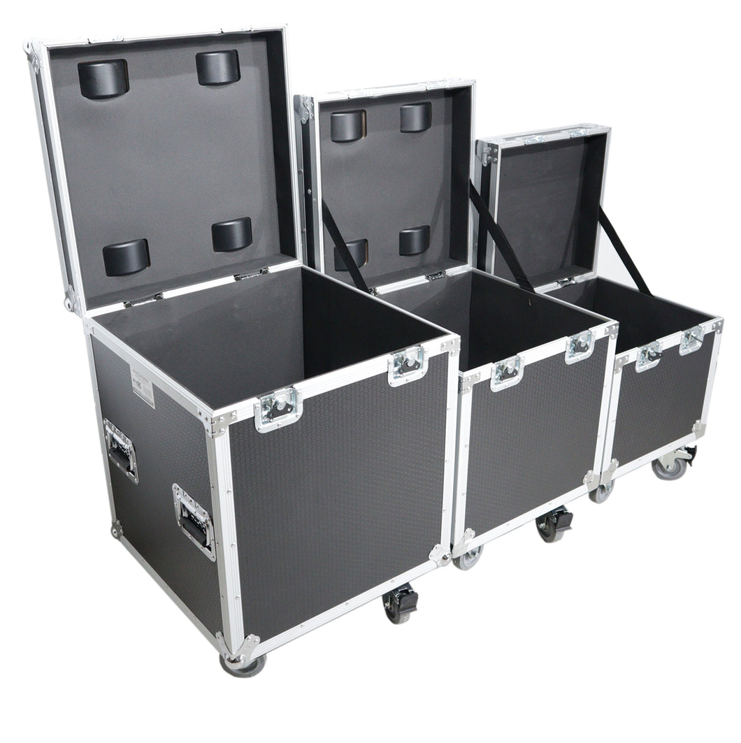 Package of 3 Utility ATA Flight Travel Storage Road Case – Includes 1-Large 1-Medium 1-Small Size with 4