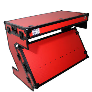 DJ Z-Table® Workstation | Flight Case Table Portable W-Handles and Wheels | Black on Red