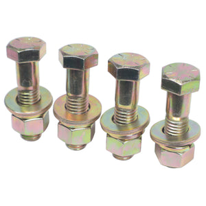Set of (4) 2.5" Length Hex Short Yellow Zinc Truss Bolts Nuts Washers – Grade 8 (5/8”-11 x 2-1/2 NC)
