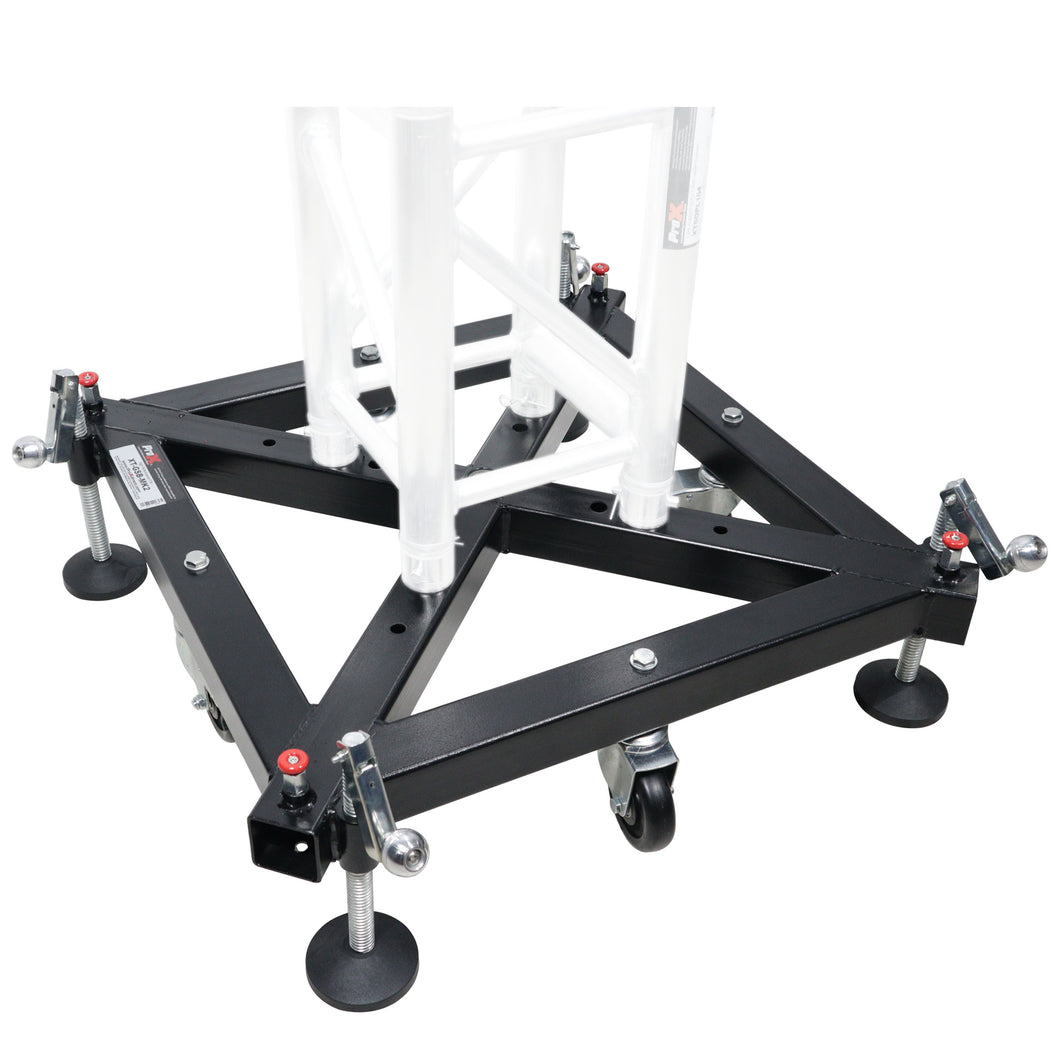 Universal Vertical Tower Truss Ground Support Base on Wheels with Leveling Jacks for F34, F44 and 12