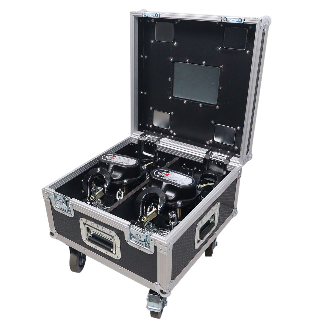 Set of Two 2-Ton 30' Ft. Manual Chain Hoist with ATA Flight Style Road Case