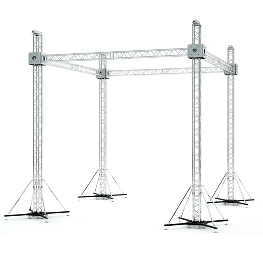 F34 Stage Roofing Truss System with Ground Support and Chain Hoists – 20x20x23 Ft.