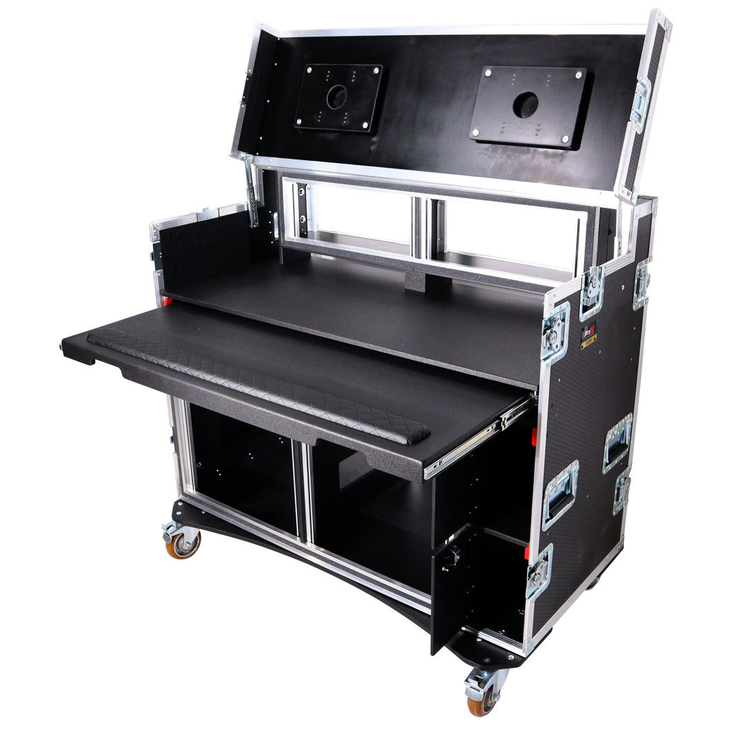 Mobile AV Broadcasting Streaming Recording Studio Workstation Case with 2x 4U Top 2x 12U Bottom