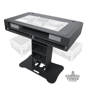 Control Tower DJ Podium with Road Cases for Pioneer DDJ-REV7 XDJ-XZ DDJ-1000 RANE One - Black Finish