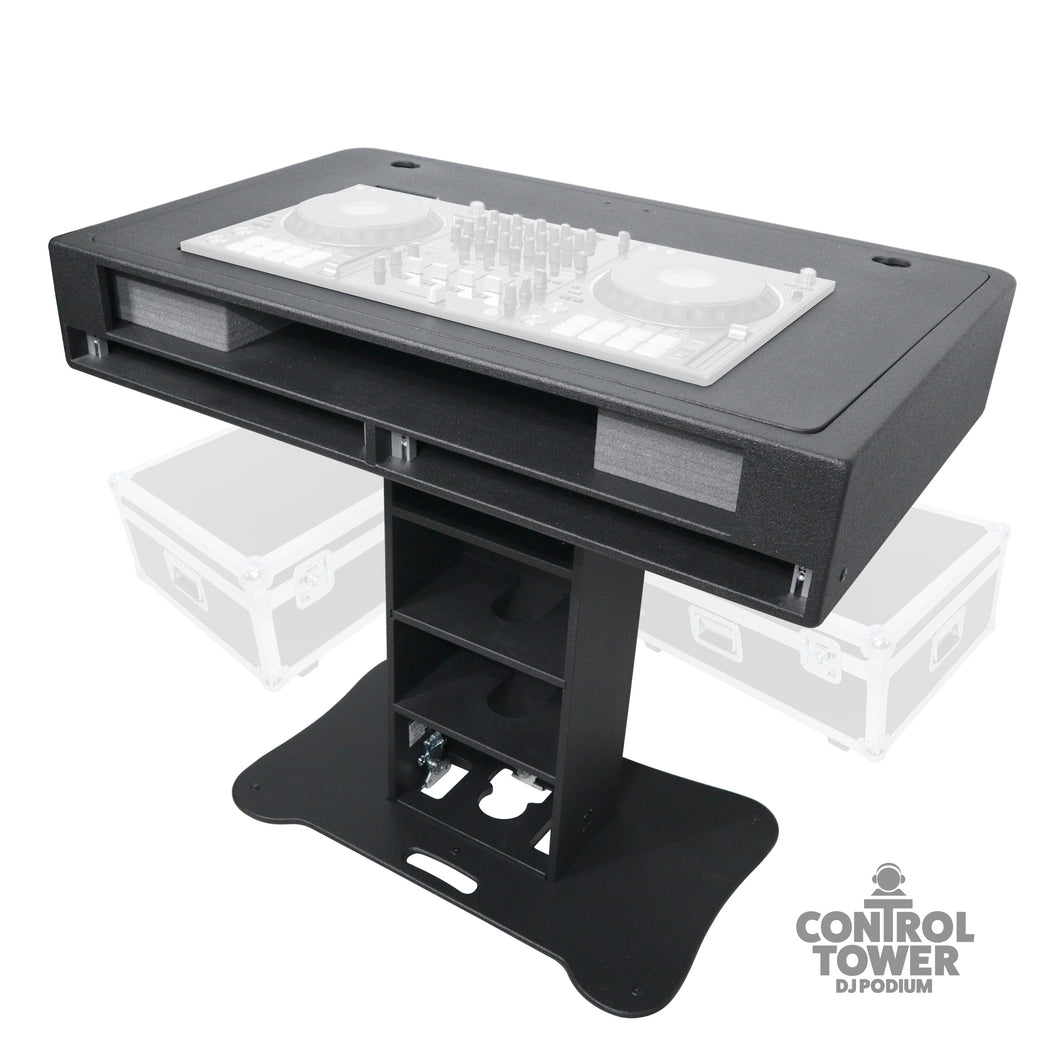 Control Tower DJ Podium with Road Cases for Pioneer DDJ-REV7 XDJ-XZ DDJ-1000 RANE One - Black Finish