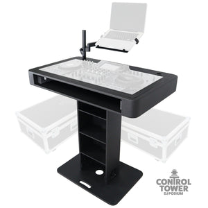 Control Tower DJ Podium with Road Cases for Pioneer DDJ-REV7 XDJ-XZ DDJ-1000 RANE One - Black Finish