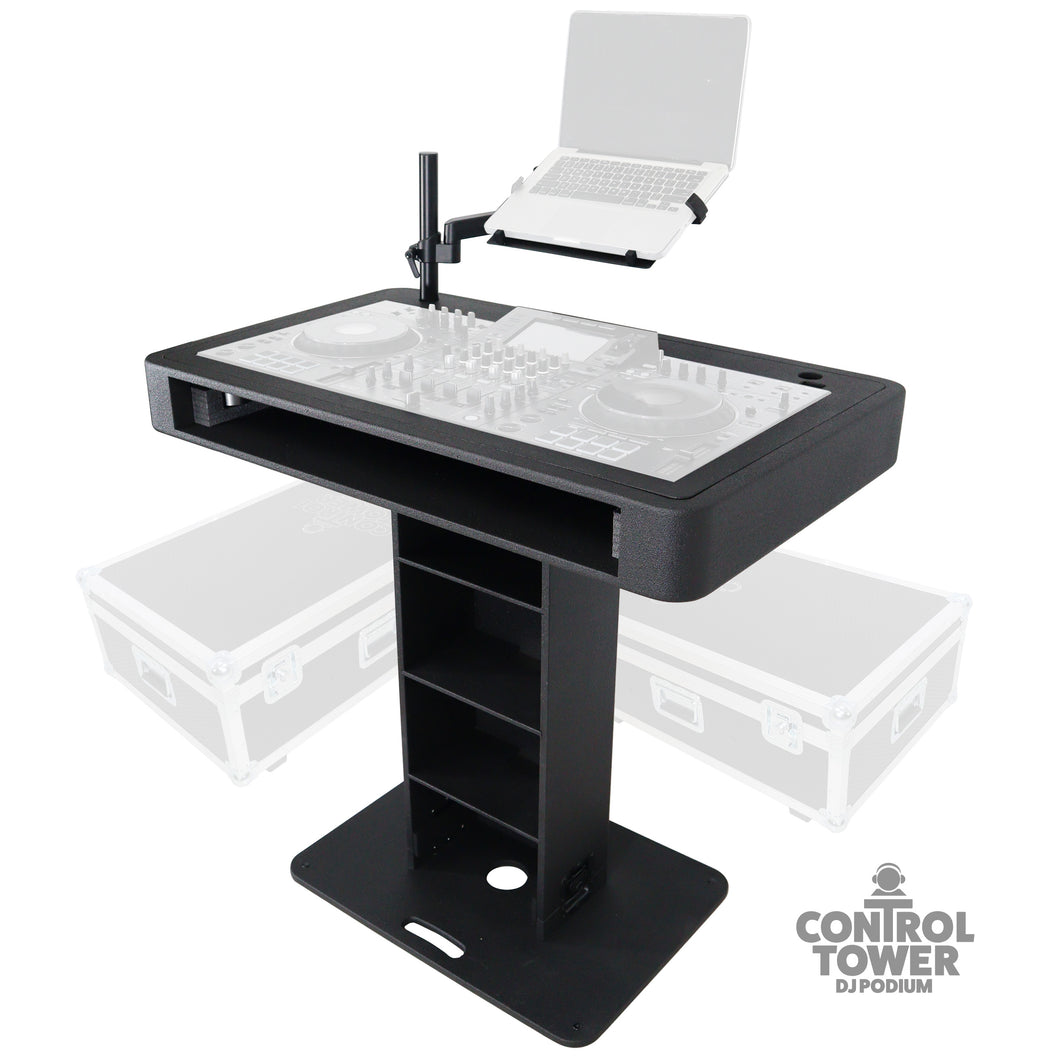Control Tower DJ Podium with Road Cases for Pioneer DDJ-REV7 XDJ-XZ DDJ-1000 RANE One - Black Finish