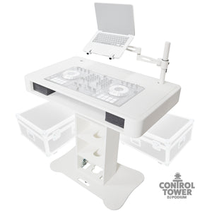 Control Tower DJ Podium with Road Cases for Pioneer DDJ-REV7 XDJ-XZ DDJ-1000 RANE One - White Finish