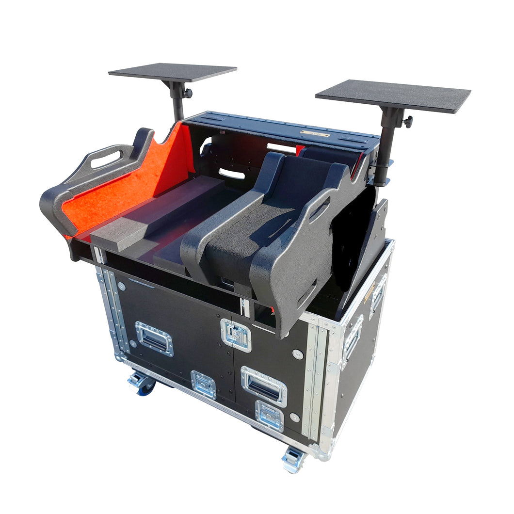 For Yamaha DM7-EX Compact Flip-Ready Hydraulic Console Easy Retracting Lifting 1U Rack Space Flight Case with wheels by ZCASE